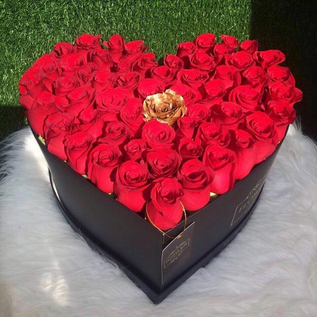 Heart Box + Gold Rose