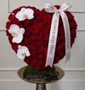 Mega Corazón 100 Rosas Rojas y Orquídeas