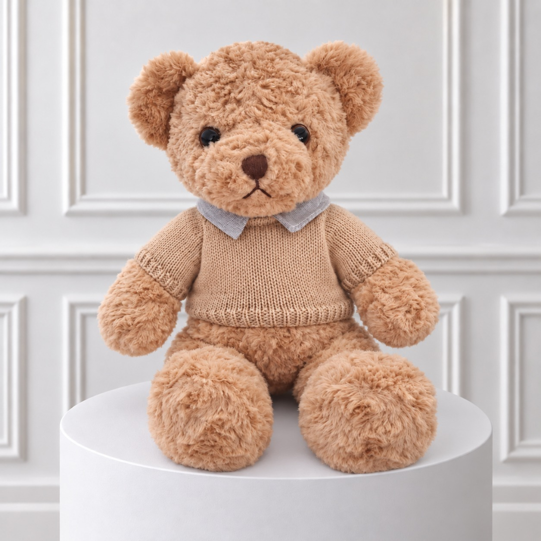 Osito de Peluche Beige con Chompita Flower Box ®
