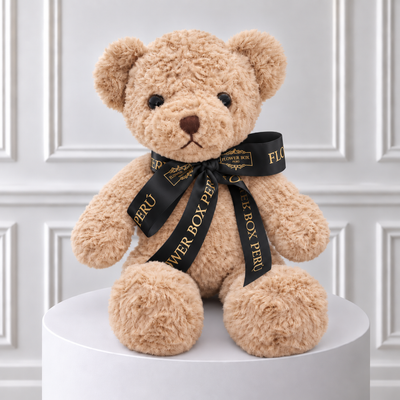 Osito de Peluche Beige con Lazo Flower Box ®