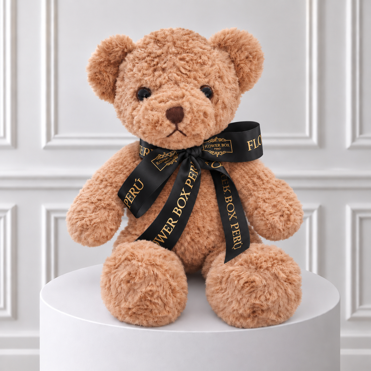 Osito de Peluche Beige con Lazo Flower Box ®