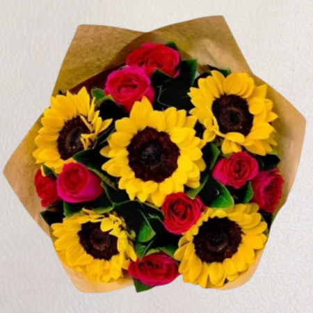 Ramo Mariana- Rosas Rojas y Girasoles