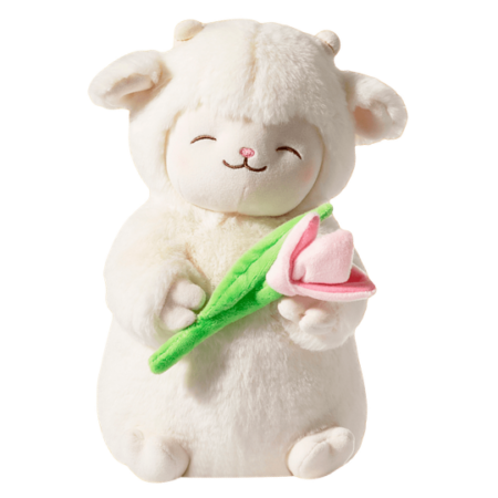 Peluche Cordero Oveja Con Tulipán Rosado