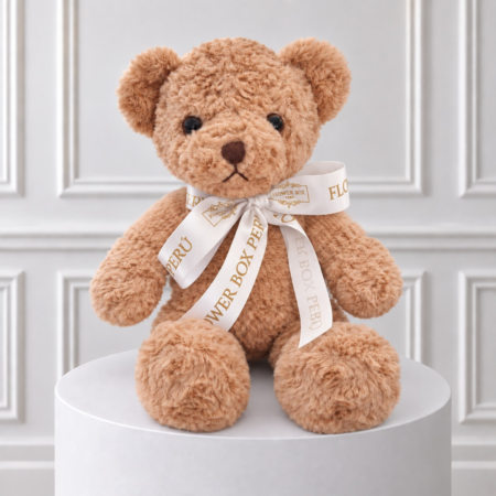 Osito de Peluche Beige con lazo Flower Box ®